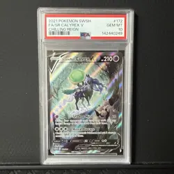 2021 Pokemon SWSH Shadow Rider Full Art Calyrex V #172/198 Chilling Reign PSA 10 - Image 1