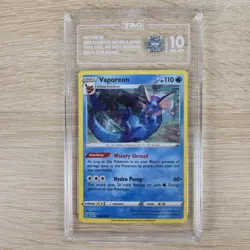 TAG 10 HIGHEST GEM MINT FULL SWIRL🌀 Vaporeon SWSH072 Promo Cosmos Holo Pokemon - Image 2