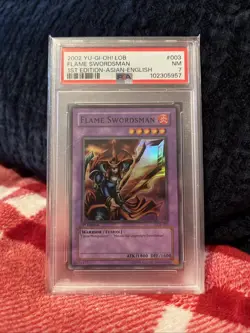 Yu-Gi-Oh TCG Flame Swordsman Asian-English 1st Edition Super Rare LOB-003 - Image 1