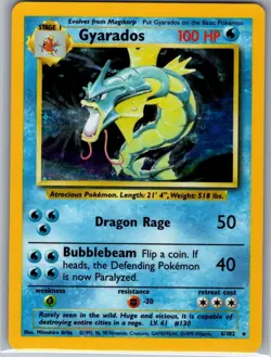Gyarados 6/102 Holo Base Set - Pokemon Card - LP - Image 1