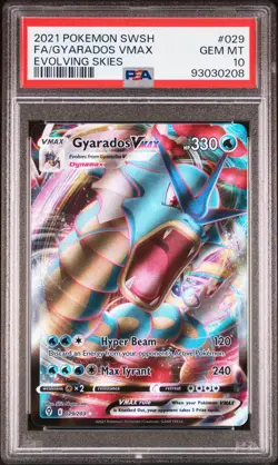 2021 POKEMON SWORD & SHIELD EVOLVING SKIES FA/GYARADOS VMAX #029 PSA GEM MT 10 - Image 1