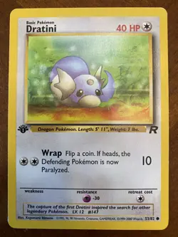 1st Edition Dratini Vintage 53/82 Team Rocket LP/NM Pokemon Card - Image 1