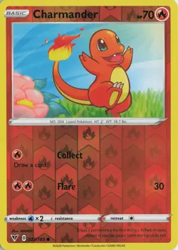 Charmander Reverse Holo Common – SWSH04: Vivid Voltage #023/185 Pokemon TCG - Image 1