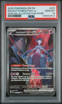 2025 POKEMON DRI EN-DESTINED RIVALS #231 TEAM ROCKET'S MEWTWO EX PSA 10 - Image 1