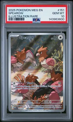 PSA 10 Spearow 151/132 Pokemon Mega Evolution Illustration Rare 2025 GEM MINT - Image 1