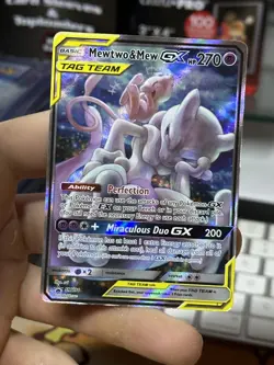 #2 Mewtwo & Mew GX SM191 Black Star Promo 2019 Full Art Tag Team Pokemon Card - Image 3