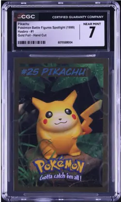 1999 Pokemon Battle Figures Spotlight Hasbro Gold Foil Pikachu #1 CGC 7 NM - Image 1