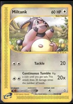 Miltank 94/147 Aquapolis Pokemon English Card (MP) - Image 1