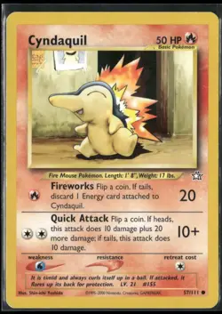 Cyndaquil 57/111 Neo Genesis Pokemon English Card (MP) - Image 1