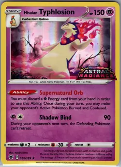 Hisuian Typhlosion 052/189 - Pokemon Astral Radiance (GameStop Exclusive) - NM - Image 1