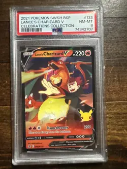 Pokemon 2021 Lances Charizard V SWSH133 25th Stamp Celebrations GEM MINT PSA 8 - Image 1