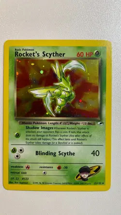 Vintage Rocket's Scyther 13/132 Gym Heroes Holo WOTC Era Pokemon Card LP - Image 1