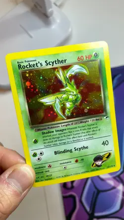 Vintage Rocket's Scyther 13/132 Gym Heroes Holo WOTC Era Pokemon Card LP - Image 2