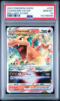 PSA 10 Charizard V Star 018/172 Brilliant Stars Holo Pokemon Card - Gem Mint - Image 1
