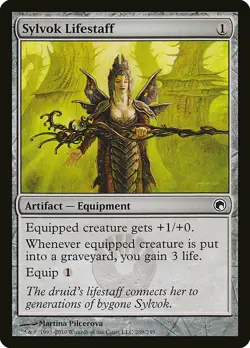 1x Sylvok Lifestaff - NM English MTG - Scars of Mirrodin - Image 1