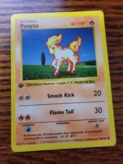 Ponyta - 1ST EDITION - SHADOWLESS - 1999 BASE SET card # 60/102 - MP - Image 1