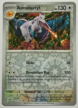 Aerodactyl 142/165 (NM) Reverse Holo Scarlet & Violet: 151 2023 Pokemon Card TCG - Image 1