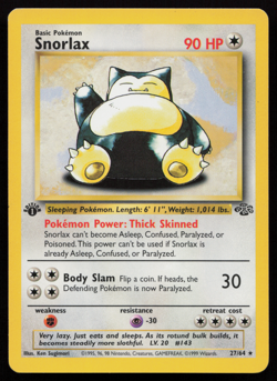LP Snorlax 27/64 Jungle 1st Edition Pokemon Card - Image 1