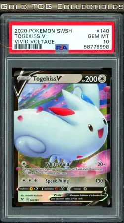 PSA 10 ⭐ Pokemon Togekiss V 140 Vivid Voltage Full Art Graded Card - Image 1