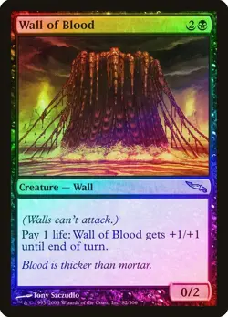 Magic the Gathering WALL OF BLOOD #82/306 Mirrodin Uncommon Black Foil 2003 - Image 1