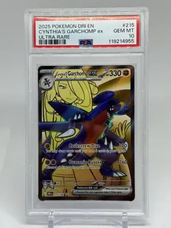 2025 POKEMON DRI EN-DESTINED RIVALS ULTRA RARE #215 CYNTHIA'S GARCHOMP EX PSA 10 - Image 1