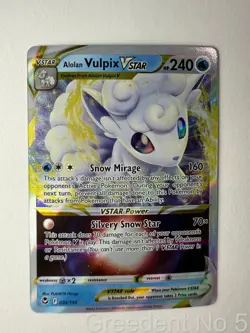 Alolan Vulpix VSTAR 034/195 Holo VSTAR Rare Silver Tempest Pokemon Near Mint - Image 1