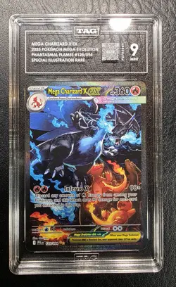 Mega Charizard X EX 2025 125 Pokemon Mega Evolution Phantasmal Flames TAG 9 - Image 1