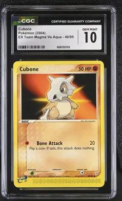 CGC 10 GEM MINT Cubone 2004 EX Team Magma Vs Aqua 40/95 Pokemon Card - Image 1