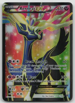 Xerneas EX 146/146 X & Y Base set Ultra Rare Full Art Holo Pokemon TCG Card LP - Image 1