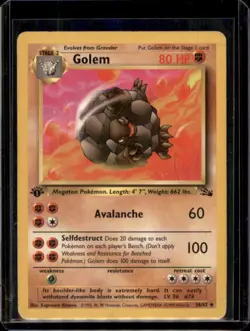 Golem 36/62 1st Edition Fossil Uncommon Pokemon Card - HP - Image 1