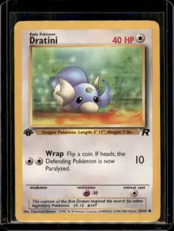 Dratini 53/82 1st Edition Team Rocket WOTC Pokemon Card - Heavy Played - Image 1