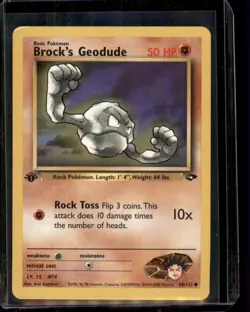 68/132 Brock’s Geodude 1st Edition Gym Challenge Pokemon Card - LP - Image 1