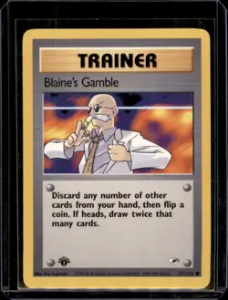 Blaine's Gamble 121/132 1st Edition Gym Heroes Pokemon Card - Near Mint - Image 1