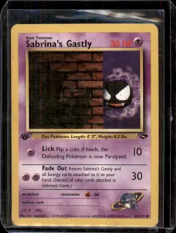 Sabrina's Gastly 96/132 1st Edition Gym Challenge Pokemon Card - HEAVY PLAYED - Image 1