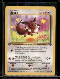 Eevee 51/64 1st Edition Common Jungle Pokemon Card Heavy Played WOTC - Image 1