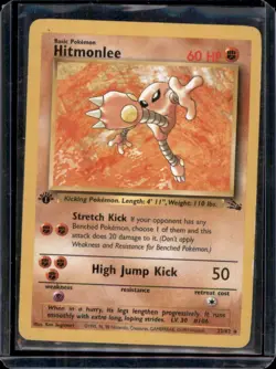 Hitmonlee 22/62 1st Edition Fossil Rare Non Holo Pokemon Card WOTC - Heavy Play - Image 1