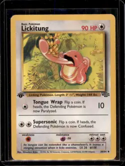 Lickitung 38/64 - Jungle Set - 1st Edition Uncommon Pokemon Card - Heavy Play - Image 1