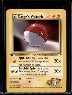 Lt.Surge's Voltorb 84/132 1st Edition Pokemon Card Gym Heroes WOTC NM - Image 1