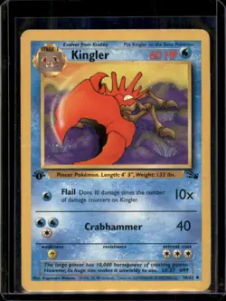 Kingler 38/62 Non Holo Fossil WOTC 1st Edition Pokemon Card HP - Image 1