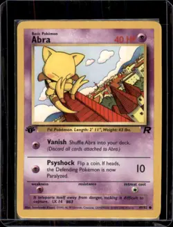 Abra 49/82 Team Rocket First edition WOTC Pokemon Card Heavy Played Condition - Image 1