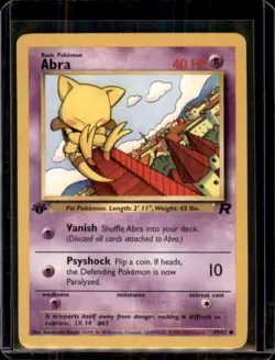 Abra 49/82 Team Rocket First edition WOTC Pokemon Card Heavy Played Condition - Image 3