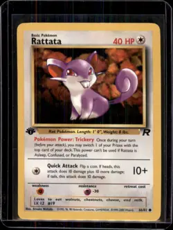 66/82 Rattata Team Rocket 1st Edition Pokemon Card Heavy Played WOTC - Image 1