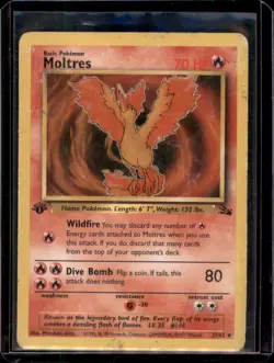 Fossil Moltres 1st Edition 27/62 Non Holo Base Set Pokemon Card HP - Image 1