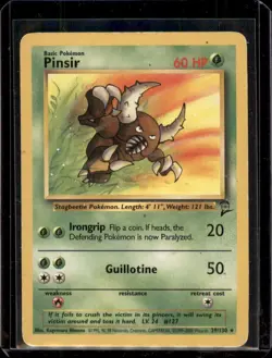 Pinsir 29/130 Rare Base Set 2 Pokemon Card WOTC - Heavy Played - Image 1