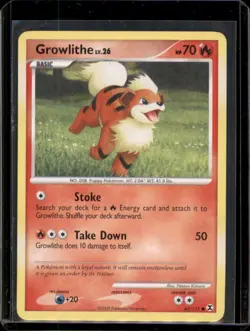 Growlithe 63/111 Rising Rivals Set Common 2009 Pokemon Card - Heavy Play - Image 1