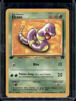 Ekans 56/82 Team Rocket 1st Edition Pokemon Card WOTC 1999 HP - Image 1