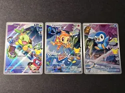 Pokemon TCG First Partner Illustration Collection Chimchar, Turtwig, Piplup - Image 1