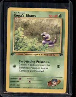 Koga’s Ekans 77/132 1st Edition Gym Challenge Pokemon WOTC - LP - Image 1