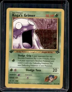 Koga's Grimer 78/132 1st Edition Gym Challenge Pokemon Card - HP - Image 1