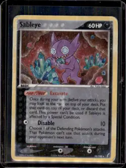 Sableye 10/100 Holo Pokemon Card - Crystal Guardians - Creased - Image 1